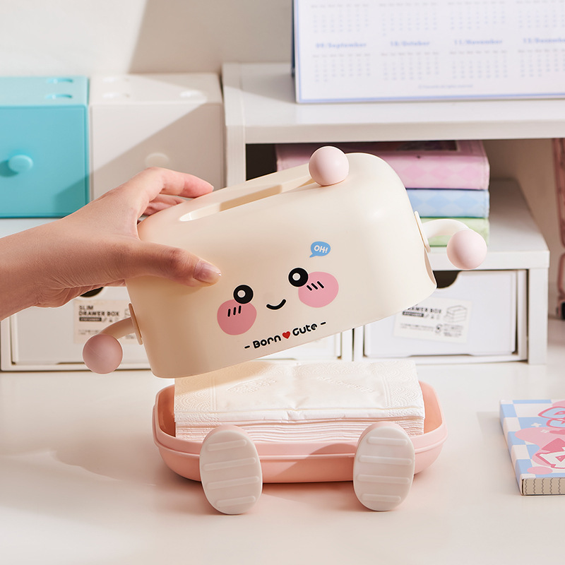 漫画かわいいティッシュボックスリビングルームナプキンボックス 3D 小さな足と手デスクトップコーヒーテーブル収納かわいいティッシュボックス|undefined