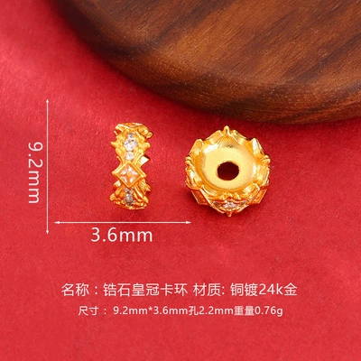 24k gold-plated copper crown Zərgərlik ara hissələri - zircon-crown-ring