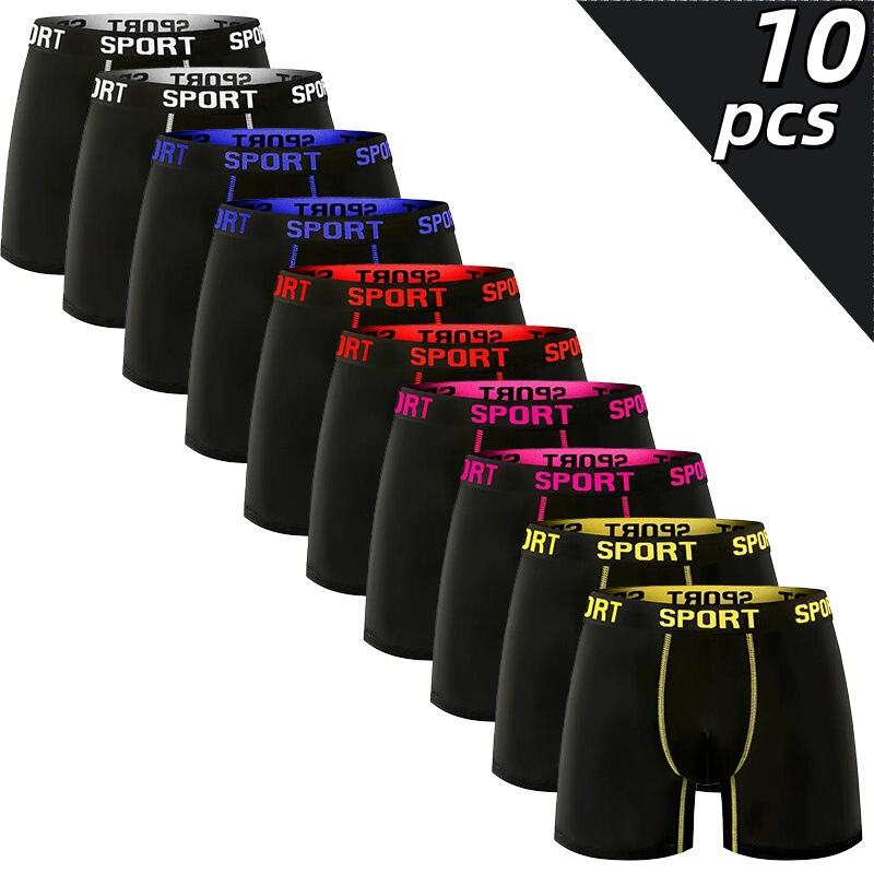 European and American Cross-Border Men's Mid-Length Solid Color Boxer Briefs, Breathable and Comfortable Boxer Briefs Suitable for Daily Wear