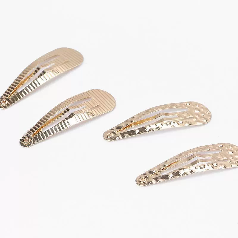 韩版新款ins风金属bb夹金色凹凸纹发夹百搭简约边夹网红款刘海夹