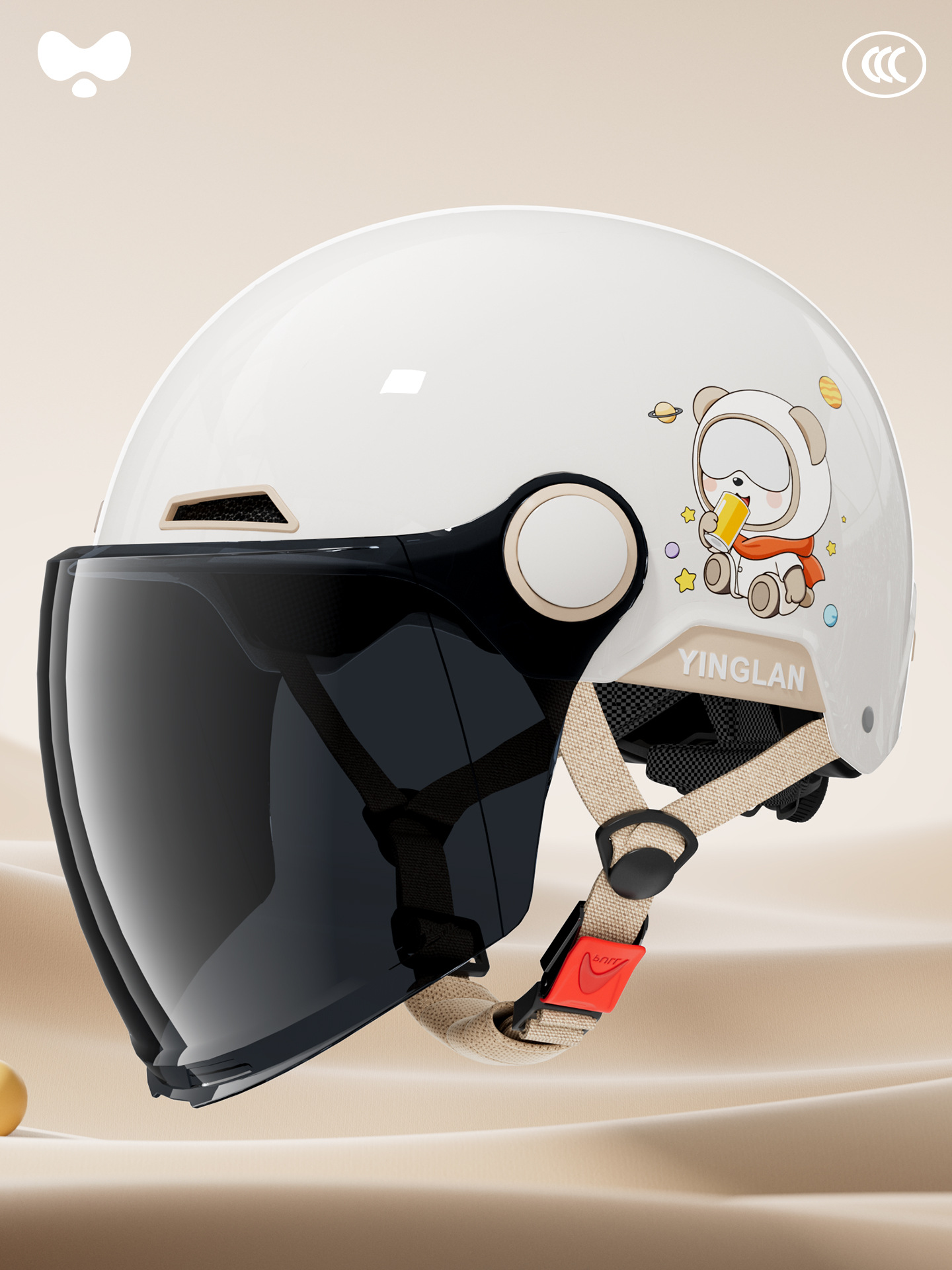 Motosiklet kaskı (dəbilqə) — Universal Women's High-Value Light - 3c-space-bear-sunscreen-long-mirror-class-a-new-national-standard-one-size