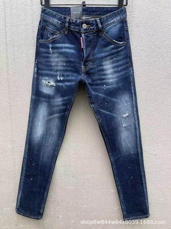 C069 Basic D2 High Street Trendy Brand Jeans American Style Cross-Border Men's Denim Trousers European Style Slightly Stretchy Denim