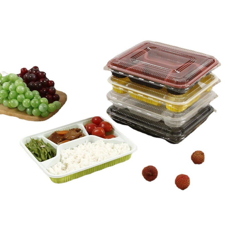 Пять-Сетки Одноразовые Пластиковые Коробка Обеда Фаст-Фуда Три сетки на вынос Упаковка Коробка обеда с подогревом четыре сетки Коробка обеда ПП