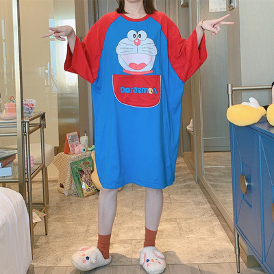 2022 nuevo camisón de verano de las mujeres de dibujos animados de manga corta venta caliente pijamas delgados ropa para el hogar suelta sudeste asiático transfronterizo