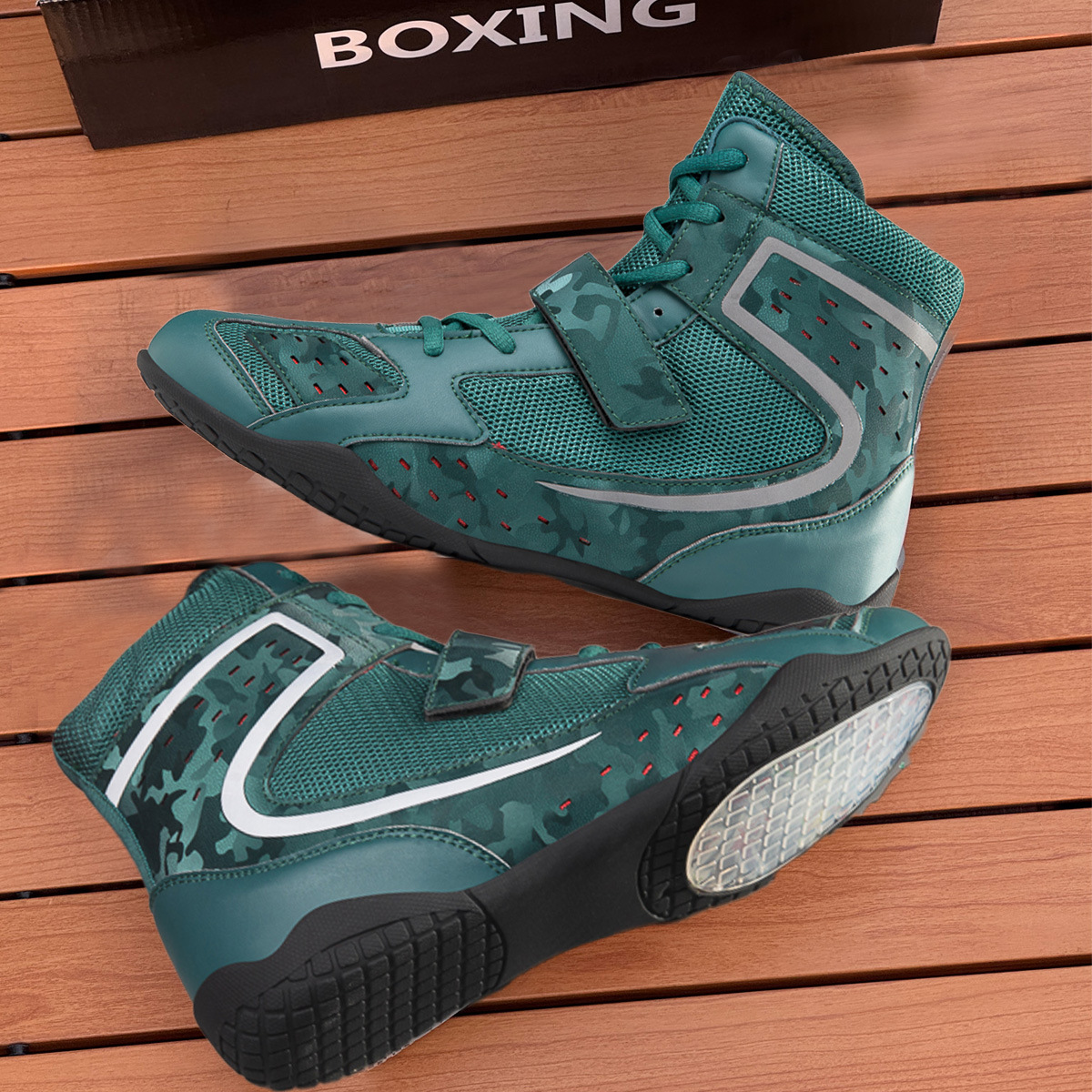 Wrestling Shoes, Professional Boxing Shoes, Men's Sanda Shoes, High-Top Fighting Taekwondo Martial Arts Training Muay Thai Competition Fighting Shoes