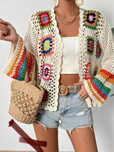 N 37027 Rainbow Crochet Knit Sweater ���Ź������� �羳