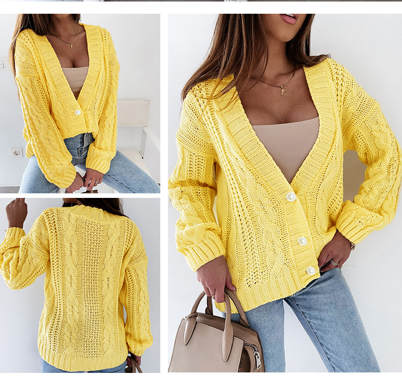 thick thread twisted rope button knitted cardigan nihaostyles clothing wholesale NSMMY84048