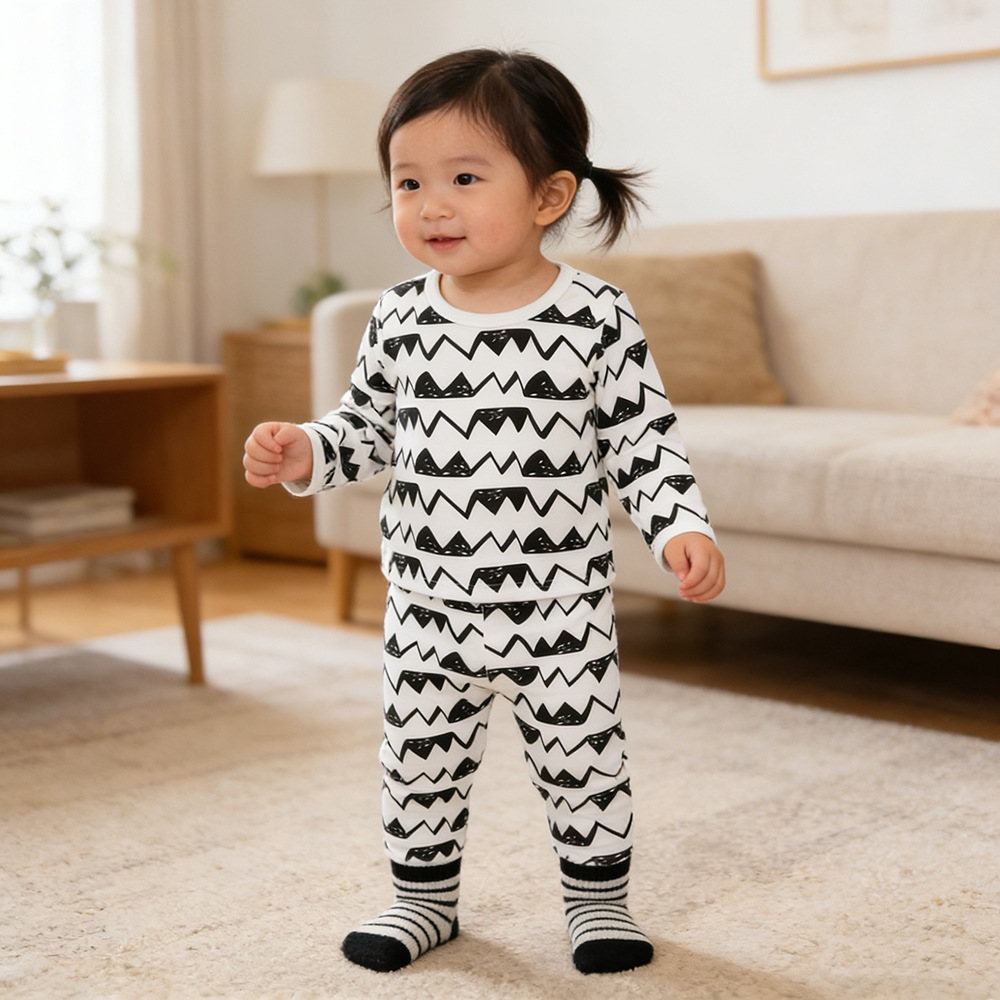 2026 Spring and Autumn Ins Children's Pajama Set, Toddler Base Layer Underwear, Baby Belly Protection Loungewear Wholesale