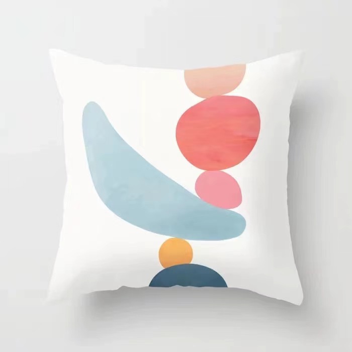 Funda De Almohada abstracta simple moderna funda de almohada de piel de melocotón geométrica simple funda de almohada de mediados de siglo