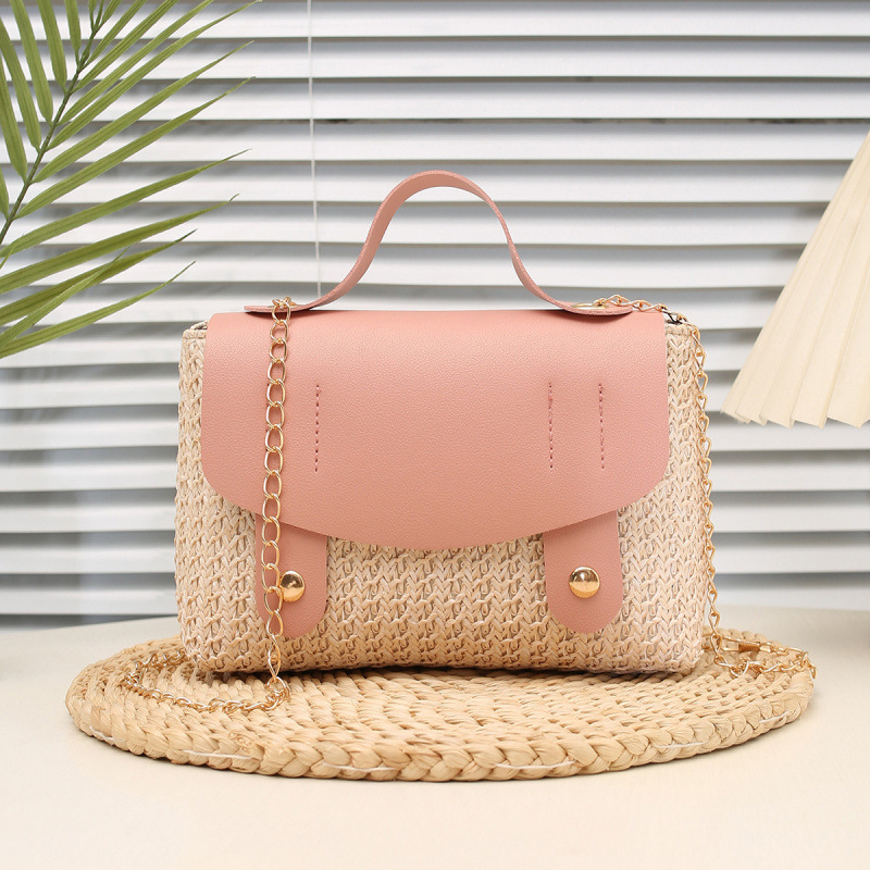 Otoño de 2025 nuevo estilo de moda de paja inns molino de viento costura bolso pequeño cubierto bolso de mujer hombro mochila
