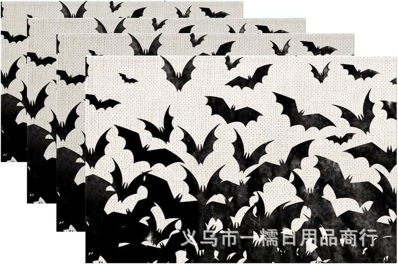 国境を越えたtemu爆発ハロウィーンの食事マットカボチャ頭蓋魔女スパイダーデジタルプリントマット断熱マット装飾|undefined