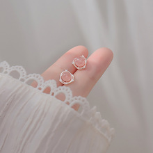 925纯银草莓晶锆石耳钉女耳环森系粉水晶星球小众设计感耳饰女