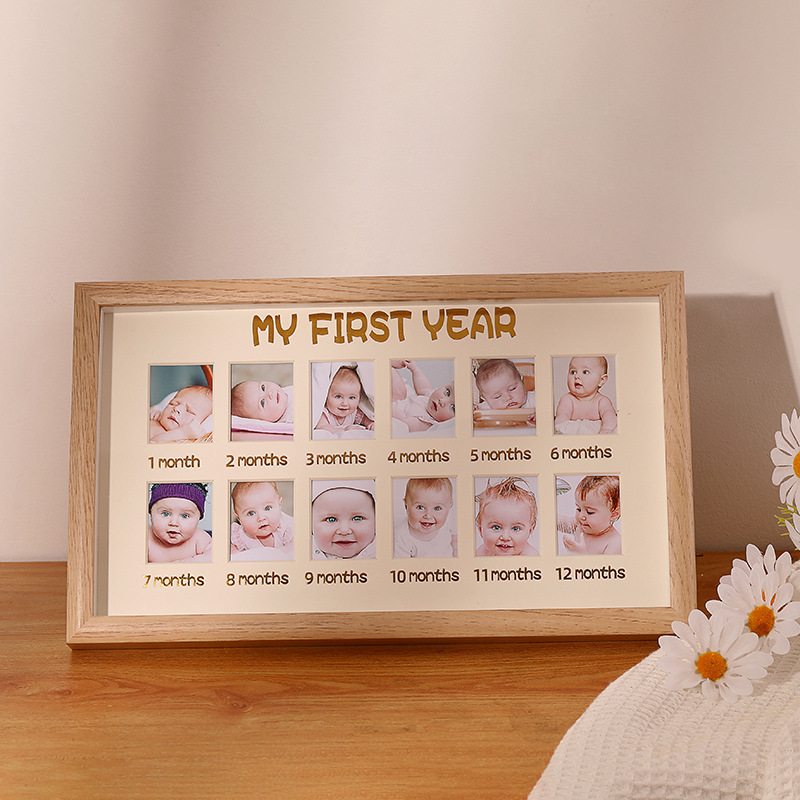 Customized baby's one-year-old growth commemorative photo frame setting table children's photo record creative birthday gift Palace grid wall