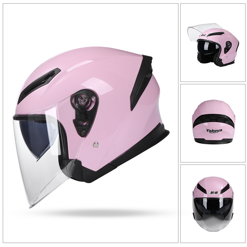 Comercio exterior exclusivo 705 casco de la motocicleta del coche eléctrico adulto hombres y mujeres medio casco de doble lente casco