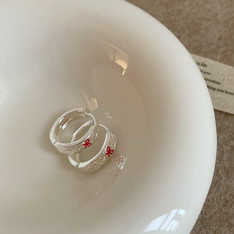 滴油蝴蝶结肌理感金属耳圈女甜酷潮流个性时尚气质百搭耳环耳饰|undefined