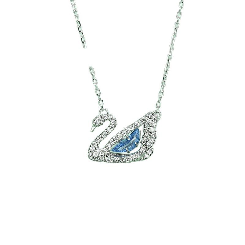 Shi Jia beating heart blue swan necklace female romantic smart crystal clavicle chain to send girlfriend gift factory generation