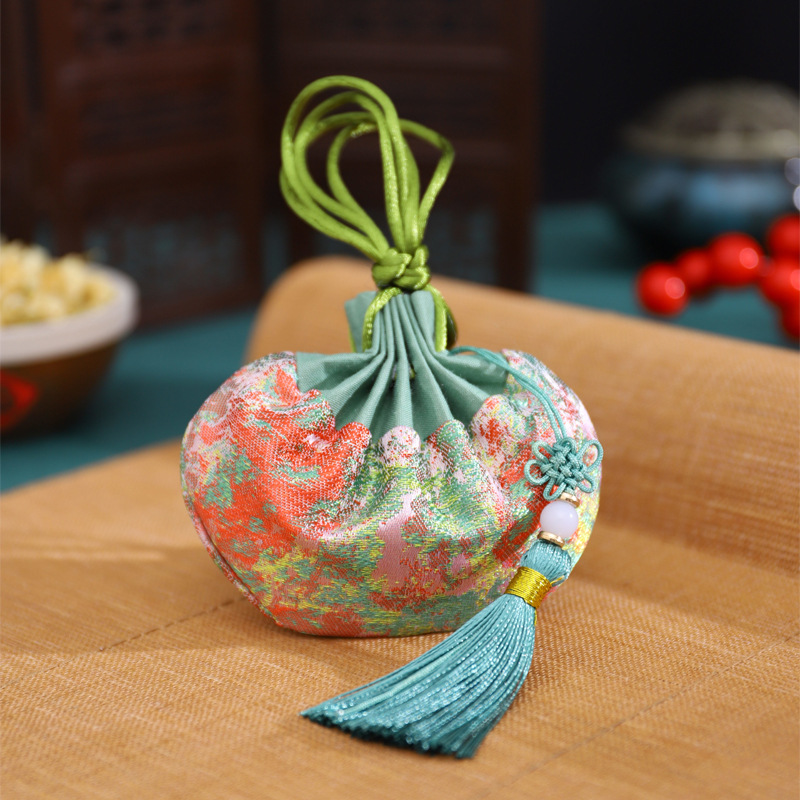 Dragon Boat Festival bolsita estilo antiguo bolsa de loto accesorios Hanfu adornos bolsa vacía embalaje Halter portátil coche colgando aromaterapia repelente de mosquitos