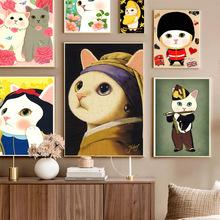 复古萌宠宠物肖像挂画猫咪画像微喷装饰画创意装饰画挂画芯批发
