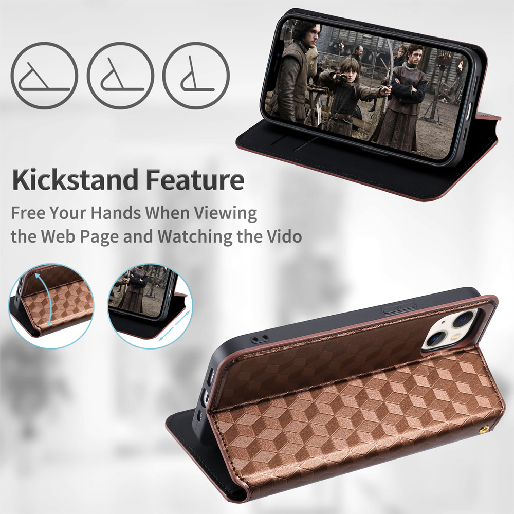 Suitable for iPhone 14 3D Flip Card Insert Leather Samsung S22 Ultra Strong Magnetic Case_voghion.com