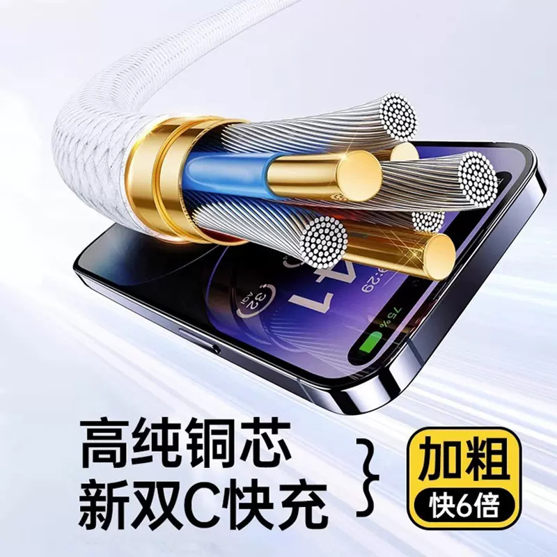 【源頭廠家】適用蘋果iPhone15編織數據線PD20W快充線華為type-c. 2