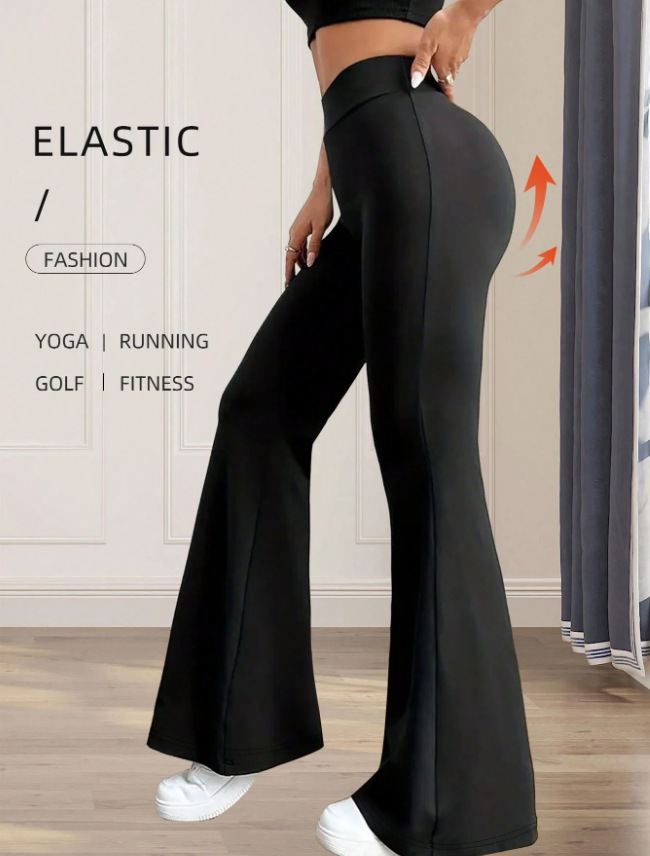 High-Waisted Yoga Pants For Women – Stretchy Flared Leggings, Seamless Workout & Lounge Pants (Black/Grey/Caramel)​_ecoleips.com