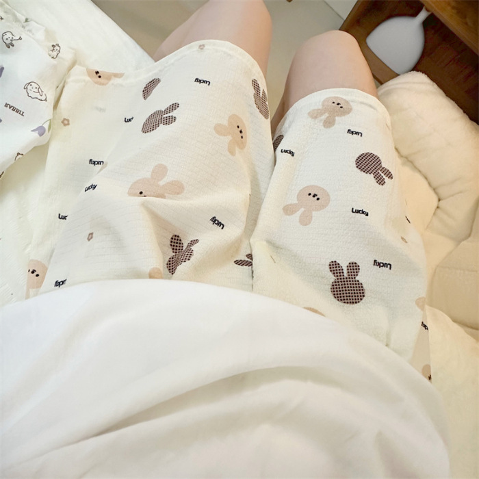 Espuma de verano suelta pantalones cortos de pijama para mujeres pantalones de pijama caseros de dibujos animados se pueden usar fuera