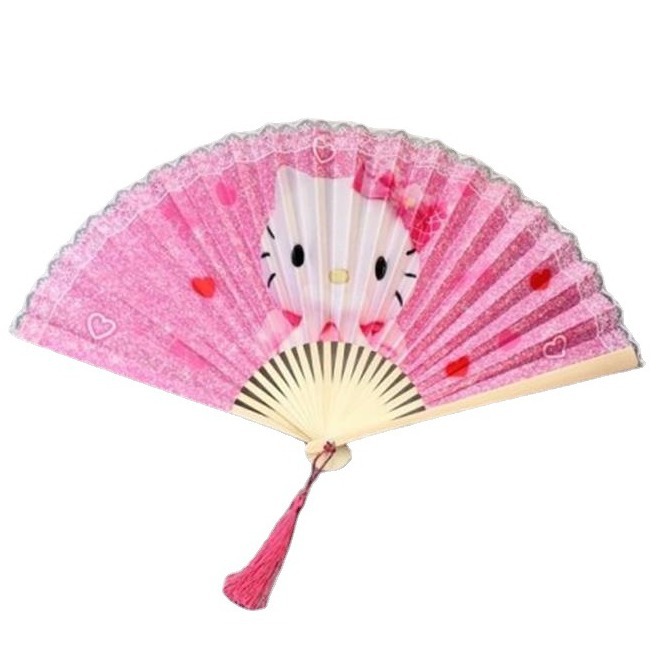 供应竹子蕾丝刀扇，女扇，蕾丝布扇，礼品布扇，色丁布扇