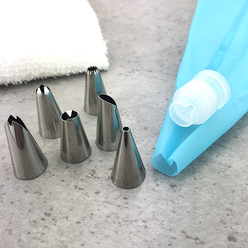 Stainless steel decorating nozzle set 8-piece set of puff cream nozzle cake tools decorating bag converter baking supplies