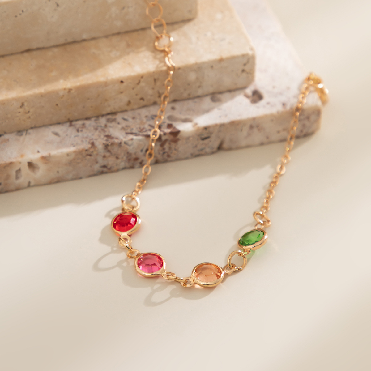 Fashion Round Copper Bracelets Inlay Artificial Crystal Copper Bracelets