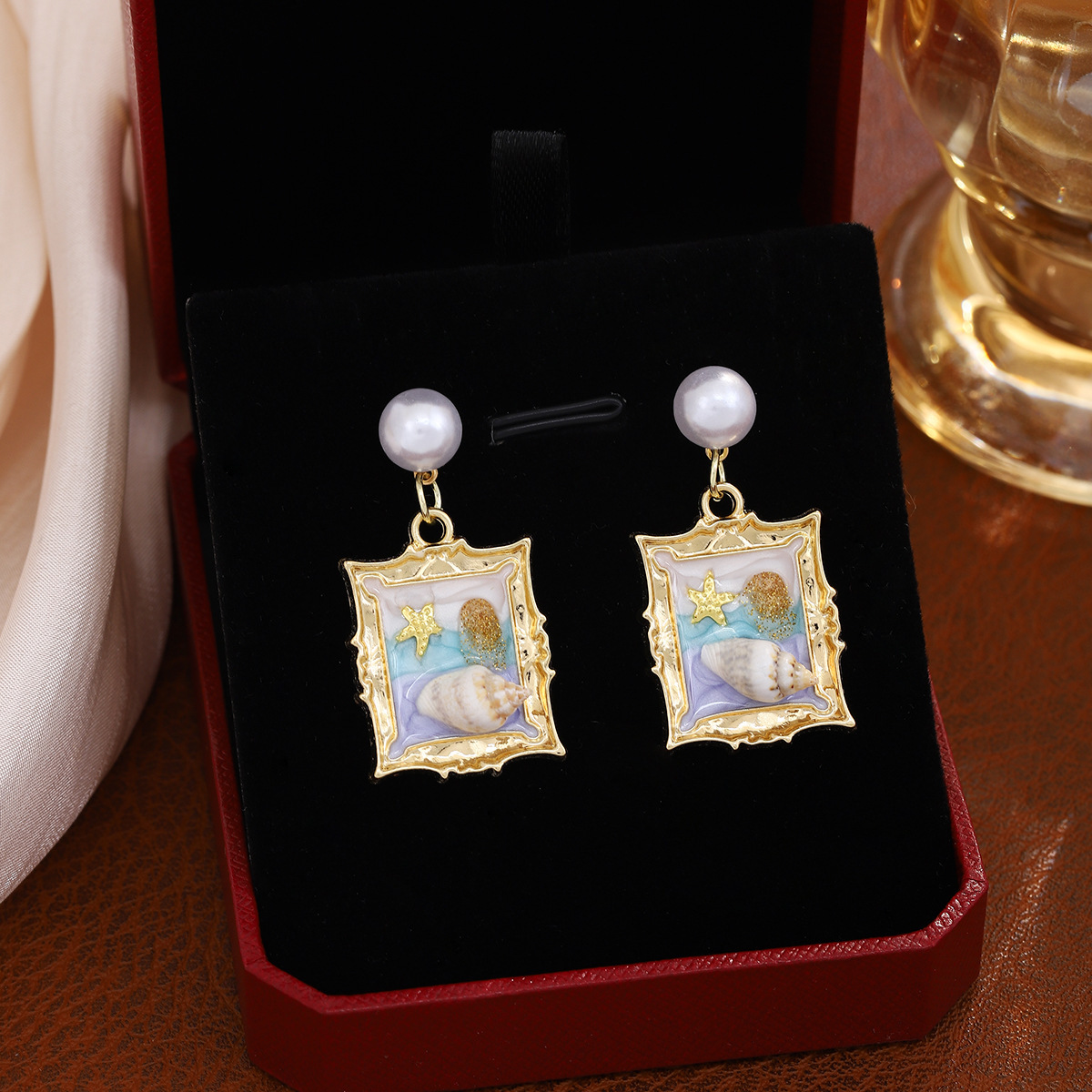 12g Weight Alloy Ear Needle Material Drop Earrings Classification 1 Pair Quantity Holiday, Banquet, Selfie Occasion Zinc alloy Material Geometric, Starfish Pattern All Seasons Season Women's Gender Enamel Design Sweet Style 1 Pair Sweet Geometric Starfish Enamel Zinc Alloy Drop Earrings 25