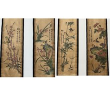 仿古做旧名人仿古字画四连壁画人物山水四条屏挂画古玩收藏多款