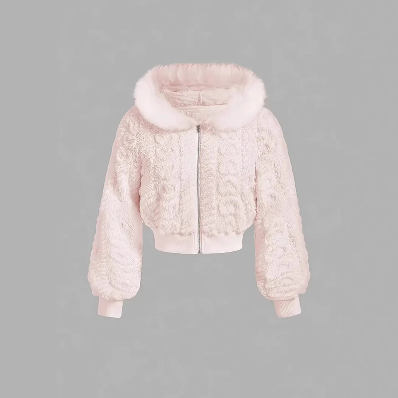 Pink New Furry Short Outwear Teddy Bear Jacket Women's Elegant Imitation Fur Outwear Pink New Furry Short Outwear Teddy Bear Jacket Women's Elegant Imitation Fur Outwear