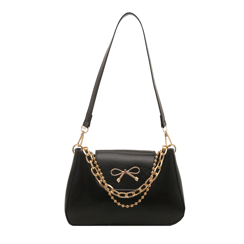 2025 nuevo estilo de color sólido tendencia primavera casual bowknot cadena de mujer axila de un solo hombro bandolera mujer