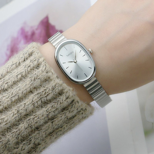 Oval small plate bamboo strap girls watch student mesh strap watch boy watch forest style quartz watch small fresh
