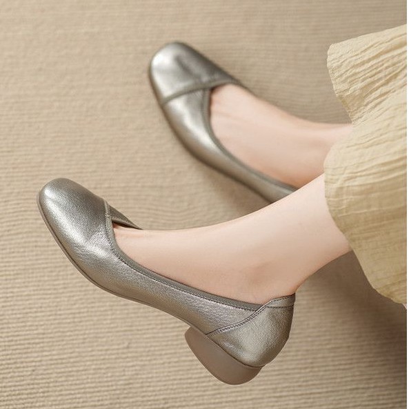 Nicho Casual 2026 verano nuevos zapatos de mujer zapatos de tacón bajo zapatos de zapato superficial zapatos redondos