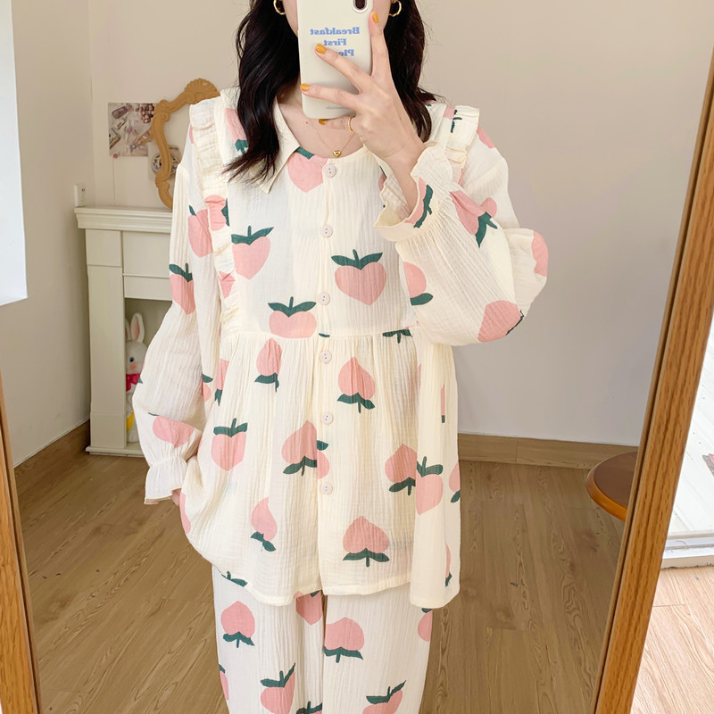 Pure cotton double-layer gauze kimono pregnant women's pajamas month clothes summer thin nursing home suit wholesale supply