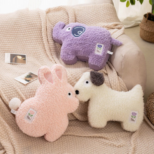 New cute animal pillow rabbit embroidery pillow cartoon pillow puppy elephant plush pillow girl gift