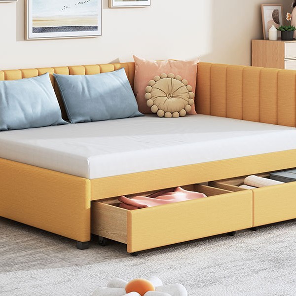 Cama de tela moderna y simple nórdica de lujo ligero pequeño paquete blando red dormitorio principal colchón de espuma de memoria cama doble image 4