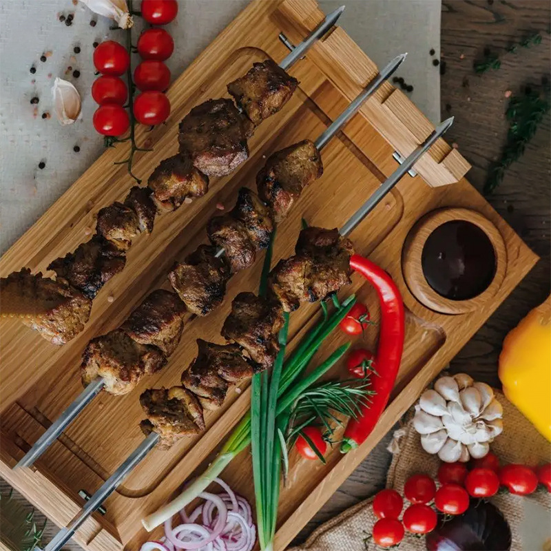 Tabla de corte multifuncional de madera bandeja de barbacoa creativa de la tienda de barbacoa bandeja de madera bandeja de barbacoa creativa de la casa bandeja de comedor