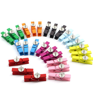 Factory wholesale 50 pieces/tube color wood clip pushpin creative cork pushpin photo wall wooden clip barrel