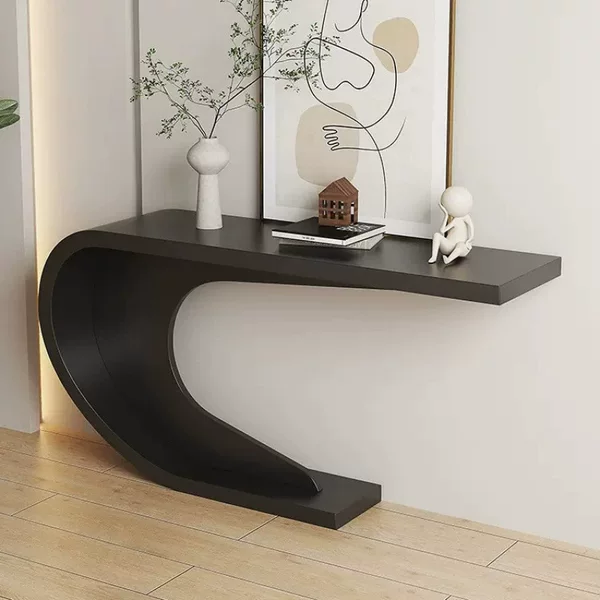 French-style entryway cabinet for the living room, black decorative cabinet placed directly opposite the door, simple wall-mounted entryway table for home use
