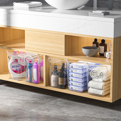 Desktop transparent storage box, vanity makeup organizer, plastic storage shelf, storage box, kitchen storage box basket