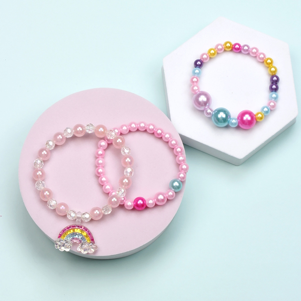 Simple Style Heart Shape Flower Plastic Beaded Girl's Bracelets display picture 13