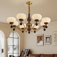 中古リビングルームシャンデリア、レトロな南洋風アメリカンスタイル、高級感、フルスペクトル寝室/ダイニングルーム照明器具、無垢材レトロスタイル