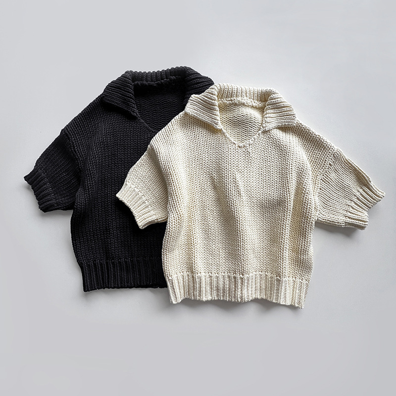 25 Autumn Cotton Blend Heavyweight Polo Collar Chunky Knit Short Sleeve Sweater Comfortable and Simple Knit Top 25 Autumn Cotton Blend Heavyweight Polo Collar Chunky Knit Short Sleeve Sweater Comfortable and Simple Knit Top