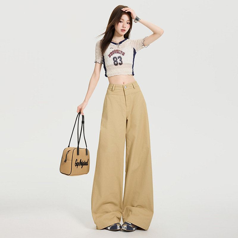 稚橘 # 美ラード復古カーキ色ワイドレギンス|undefined
