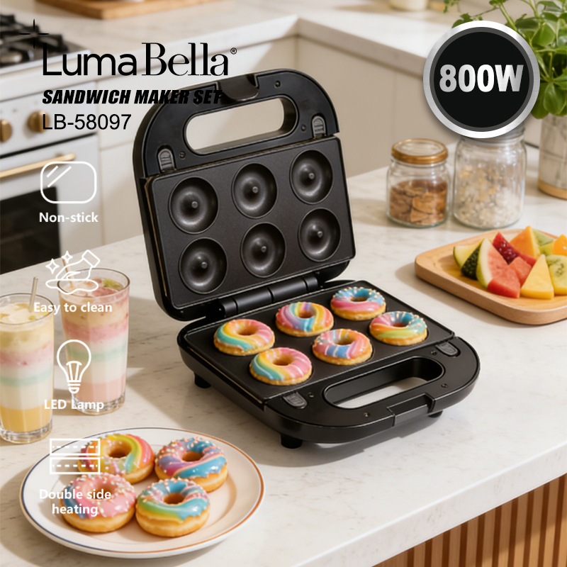 Foreign Trade Lumabella58097 Sandwich Machine Household 3in1 Bread Breakfast Machine Waffle Steak Donut Machine