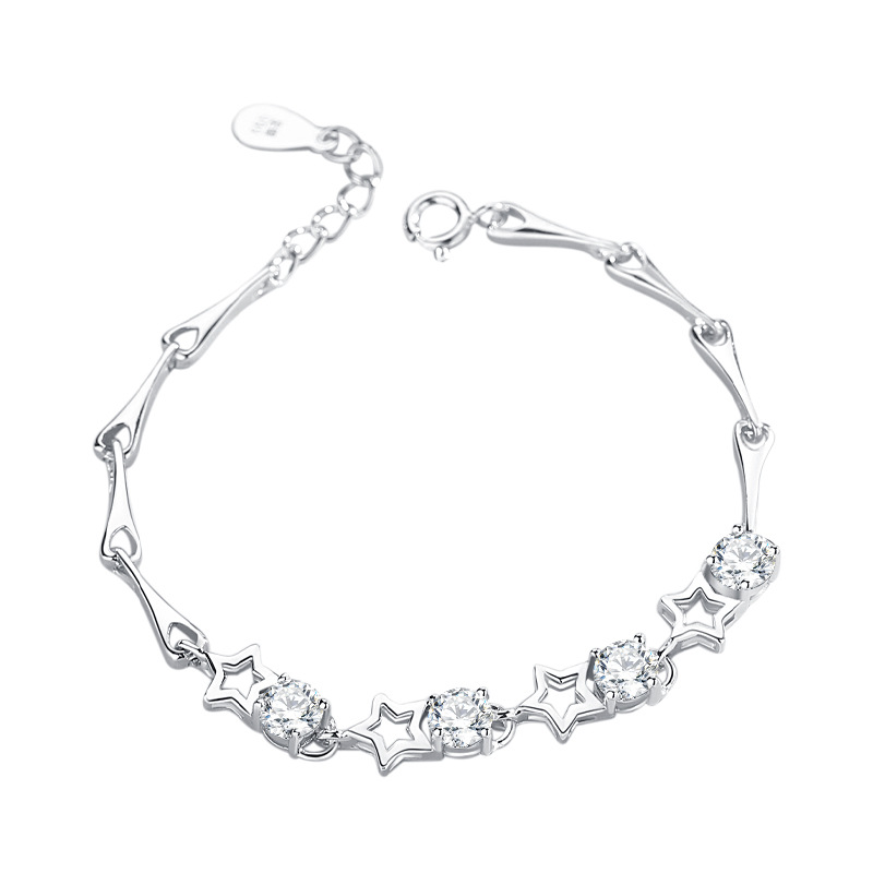 S925 plata esterlina estrella pulsera Hada estilo simple estrella pulsera japonesa y coreana incrustaciones ZIRCON pulsera mujer moda Accesorios