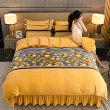 冬季加厚高克重四件套冬天牛奶绒法莱绒金貂貂狐保暖牛奶四三件套