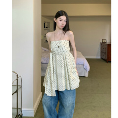 在庫ありツーウェアアプリコット水玉チューブトップドレス女性の夏の新しいデザインスカート